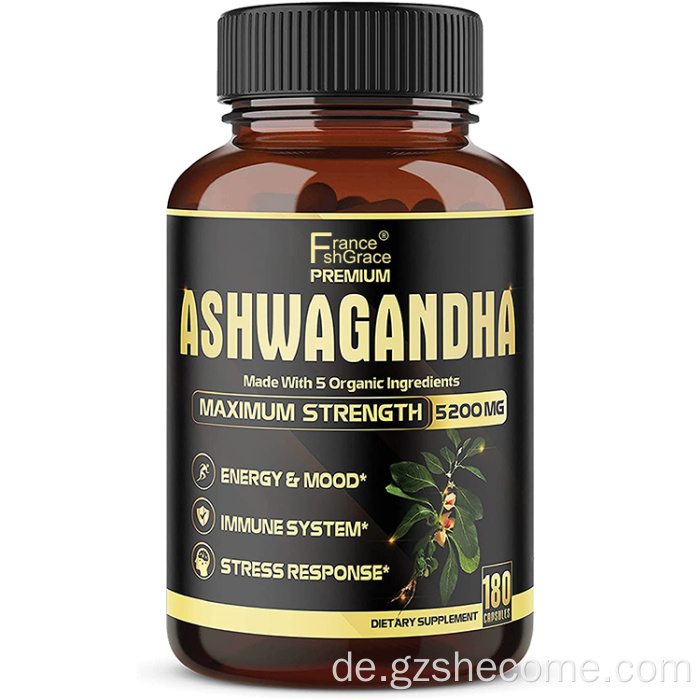 Ashwagandha -Kapseln Ergänzung zur Unterstützung der Stressreaktion
